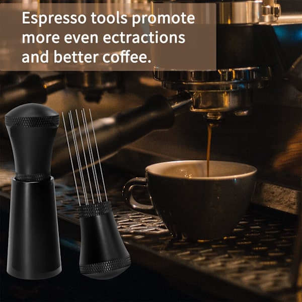 Aluminium Espresso Kaffeestirrer med Udskiftelig Nåle, 304 Rustfrit Stål Nåle 7 Nåle Espresso Distributor til Barista, Cafeer, Gave