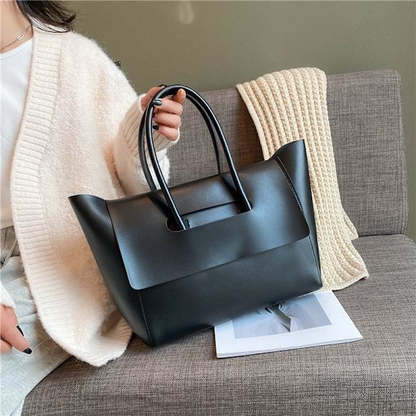 Håndtasker Crossbody tasker til kvinder Kvinde Stor Kapacitet Tote Taske Enkelt PU Læder Kvinders Skulder Håndtasker，sort，42*25*12cm