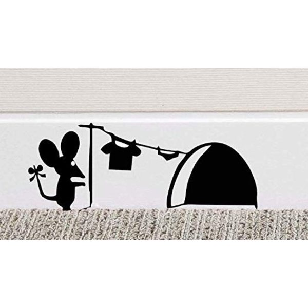 7x17cm Musmönster Vinyl Väggklistermärke för Vardagsrum, Barnkammare, Kök, Katt, Barncitat, Trappor, etc. Svart