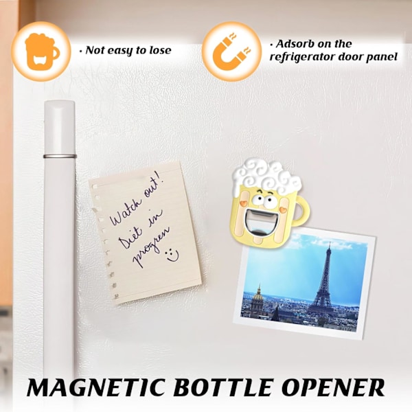 Magnetisk Ölflasköppnare, Dekorativ Flasköppnare Rolig Flasköppnare Fäst på Kylskåpet Ergonomisk Ölflasköppnare Ölpryl Presenter för M