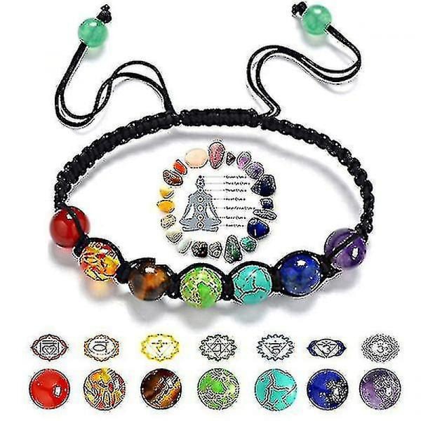 Chakra armbånd Naturlige helbredende sten Perler armbånd Justerbar ledning Energi armbånd