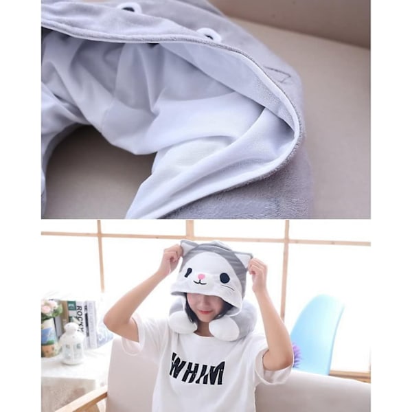 Söt tecknad djur 2 i 1 U-formad nackkudde med söt onesie tecknad C