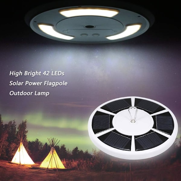 42 LED solcellemast - For de fleste flagg - For nattbelysning