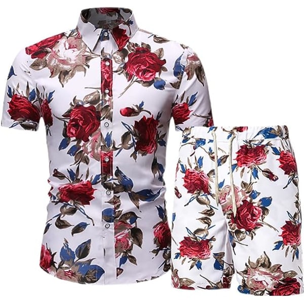 Miesten kukkainen verryttelypuku kesän 2-osainen lyhythihainen paita ja lyhythihainen paita