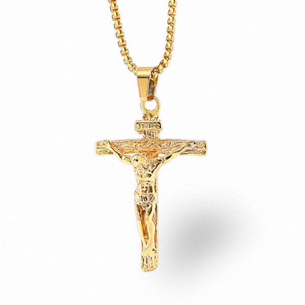 2stk Catholic Jesus Christ on INRI Cross Crucifix Gold Sølv Tone rustfri ste