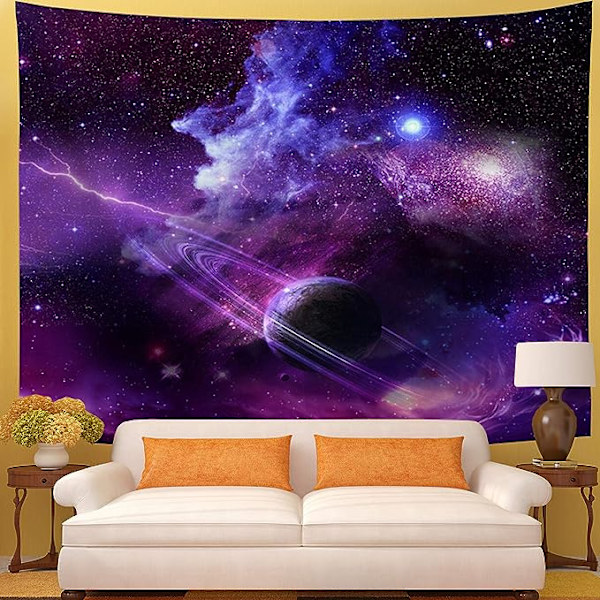 Galaxy Tapestry Stjärnhimmel Tapestry Psykedelisk Tapestry Rymdlandskap Tapestry Lila Stjärnhimmel Konsttryck Väggbonad Tapestry för Heminredning(H59.1×W78.7 tum)
