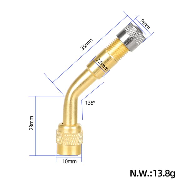 Pieces Dækventilforlænger 45° 90° 135° Dækventiladapter, Dækventilforlænger Albue, Luftdækventilforlænger, Albueforlængerforbindelse til bil M