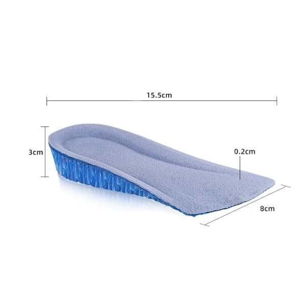 Silikoniset korkeutta lisäävät pohjalliset, hengittävät hunajakennogeelipohjalliset, 3 cm, pari