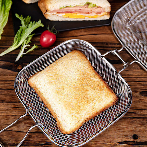 Sandwich Toaster i rostfritt stål, grillnät för bröd, för bakning i hemmet