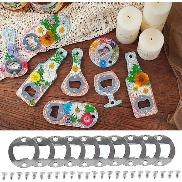 Flaskeåbner Resin Molds, Øloplukker Silikoneform, Epoxy Resin Støbeforme, Ølnøglesæt med Skruetrækker og Mønt