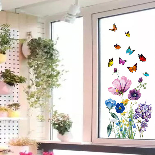 En uppsättning fjärilsblommor väggdekaler självhäftande för kök