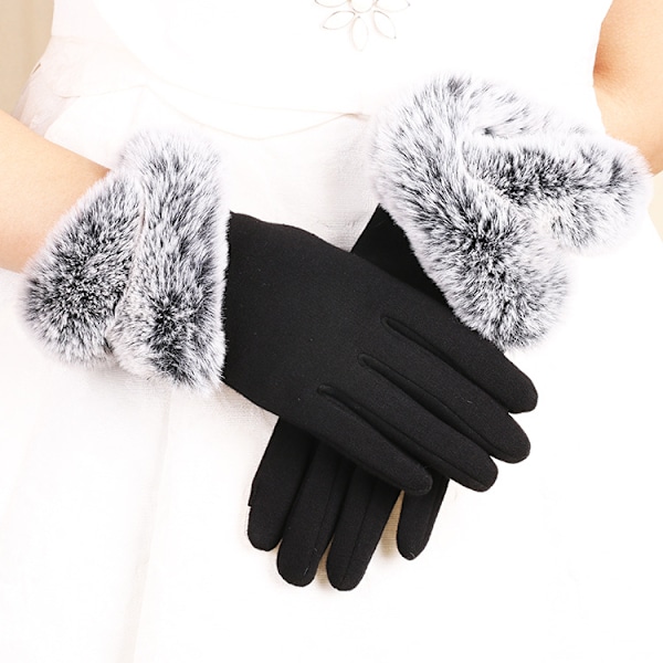 Par Dame Vintervarme Hansker, Dame Vinter Touchscreen Hansker Varme Tykke Vinter Touch Screen Hansker for Kvinner, Dame Vinter Strikkhansker, (Svart,