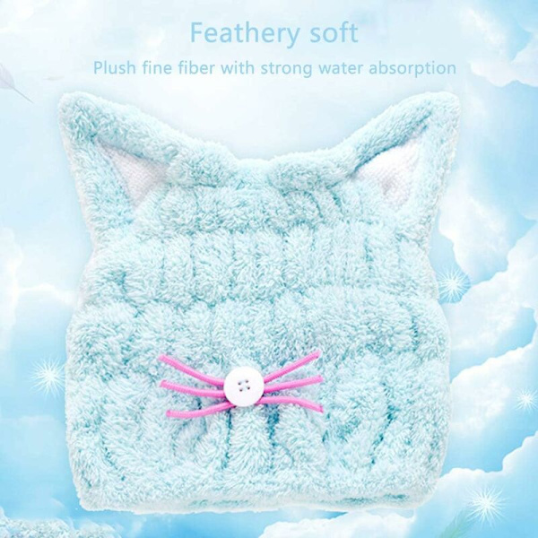 Tørrehårshætte - Håndklæde til håret, sød turban tørrehårshætte mikrofiber badehåndklæder superabsorberende hurtigtørrende hårhåndklæde, 2 stk.