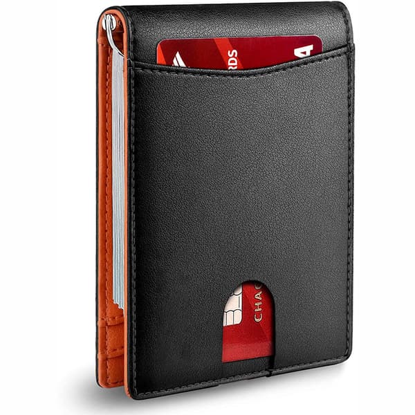 Lompakko miehille, ohut, 7 korttipaikkaa, RFID-suojaus, Minimalistinen