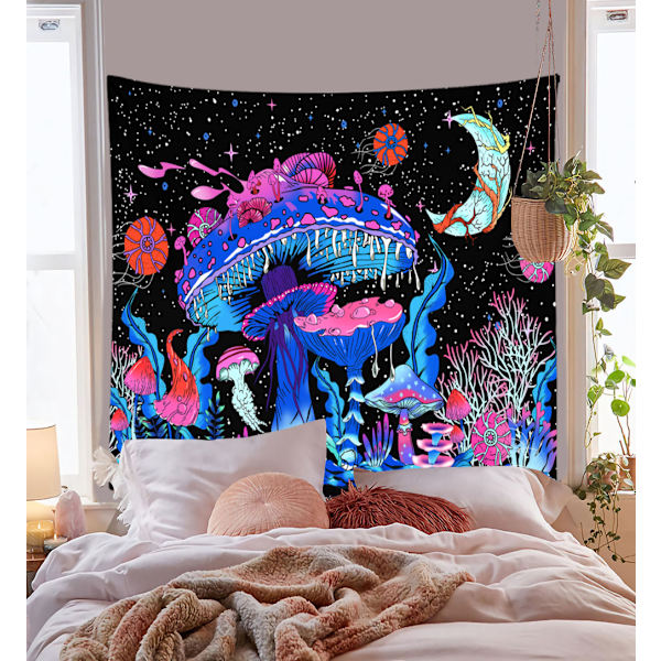 Soppteppe, 150×130CM Black Light Teppet, Veggteppe