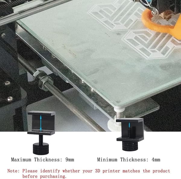 Stykker 3D Printer Seng Klips, 3D Printer Glas Seng Klemme Tilbehør til Ender 3s 3 Pro, 5 Pro, CR-20 Pro, CR-10S Pro