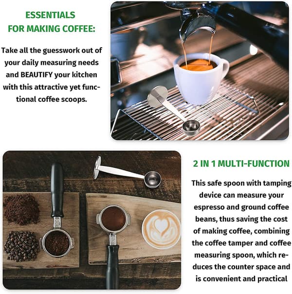 2 st kaffeskedar i rostfritt stål espressomåttskedar kaffepress