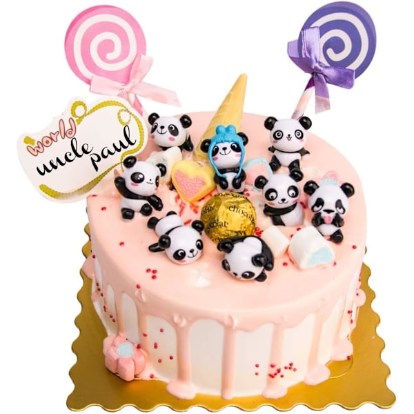 Pandabjørner, 8 stk. Pandafigurer Søte Miniatyr Panda Mini Dyrefigurer Gaver til Jenter Miniatyr Hagepynt