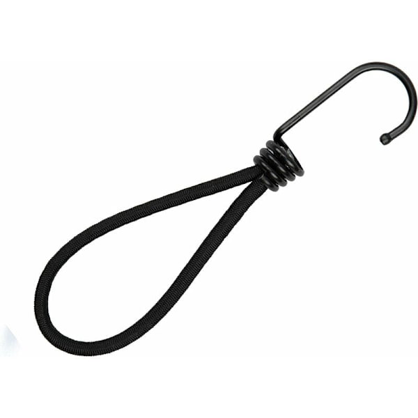 10 Professionelle elastiske gummispænder med krog (sort 150 mm)