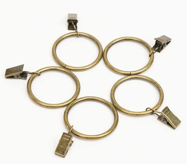 30-pack premium metallgardinringar med gardinklämma (brons)