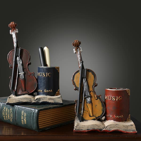 1 stk. retro violin penneholder model makeup opbevaringsboks