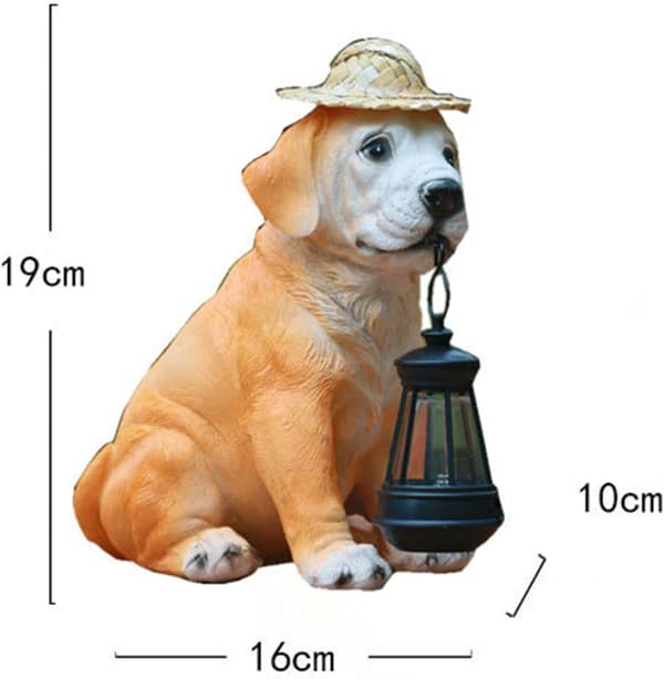 Solcelledyrlys, Havehundestatue med Retro Solcellelys Deko