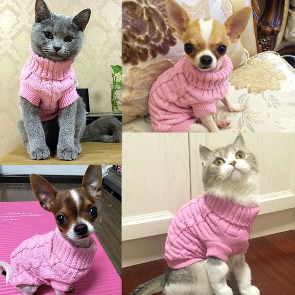 Strikkede fletninger fletning turtleneck sweater strikvarer overtøj til hunde