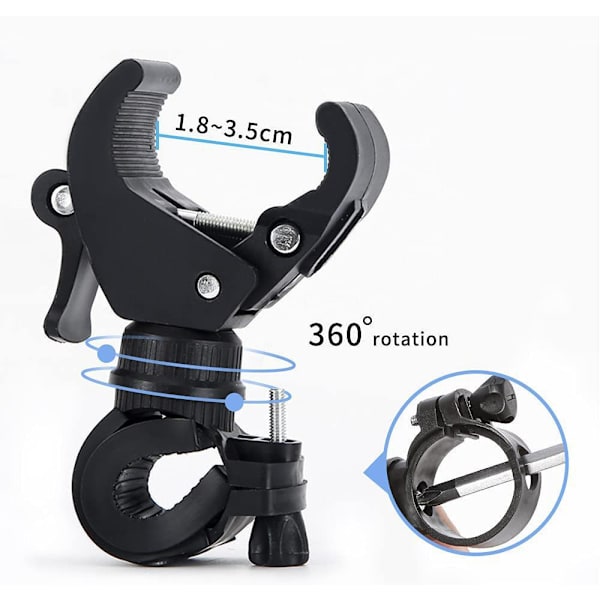 2 stk Sykkellykt Holder, Sykkel Lysfeste Brakett 360 Grader Roterbar Sykkellykt Mount Holder Justerbar Lommelykt Holder