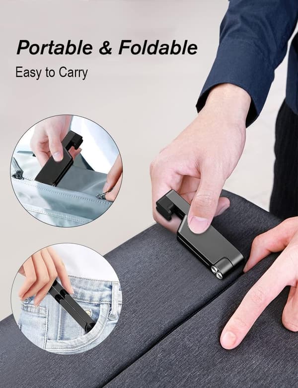 Foldbart skrivebordsstativ til telefon og tablet, justerbart, 10,2-26,7 cm, sort