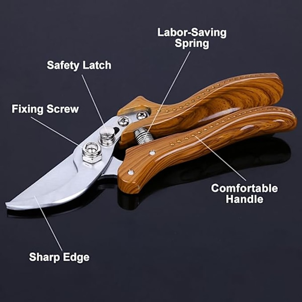Kraftige hagebeskjæringssakser med rustfrie blader i rustfritt stål, beste håndbeskjærer, ergonomiske hageredskaper