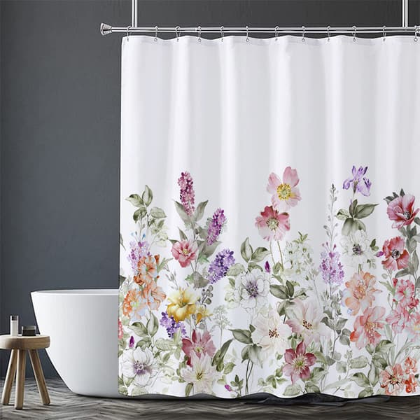 1 stk vakker blomsterdusjgardin, vanntett polyesterdusjgardin