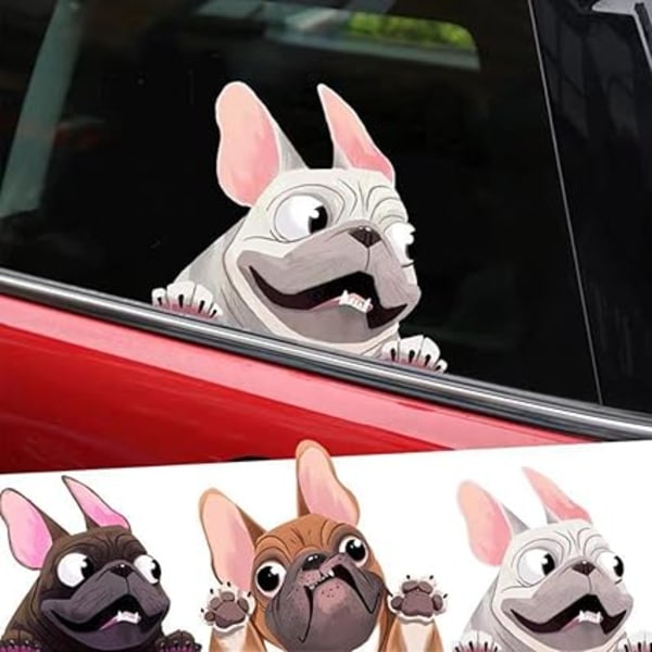 Bilklistremerke, 3d Bilklistremerker Hund Bilklistremerke Bakrute Klistremerke Fransk Bulldog Selvklebende Panser Dør Klistremerker Veggklistremerke 22 * 16cm