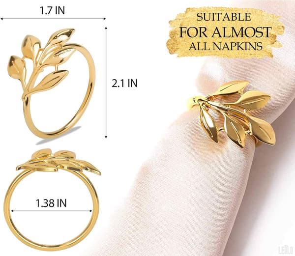 20 stk. Guld Servietringe - Elegant Guld Servietring til Bordservietter - Ferie Servietringe Thanksgiving Tema - Guld Efterår Servietringe til Fødselsdag
