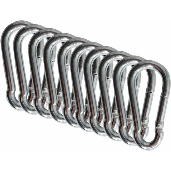 Karbinhakar 60Mm X 6 Mm 10 Stycken, Stålkarbinhake Med Snäpphakar,