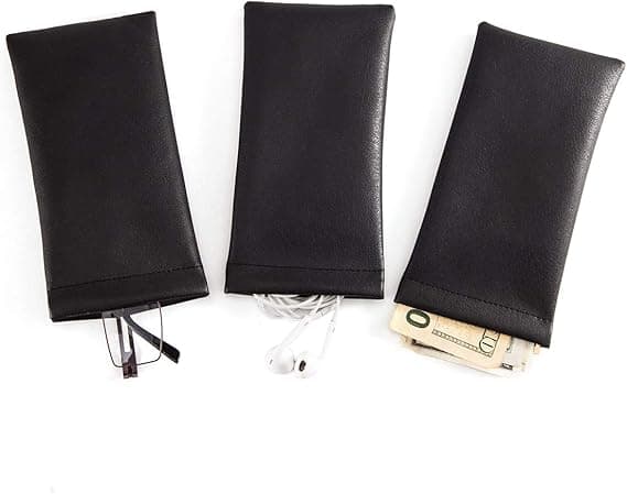 Squeeze Leather Sunglass Bag - 3 Pack Black Spring Storage Glasses Bag Hol