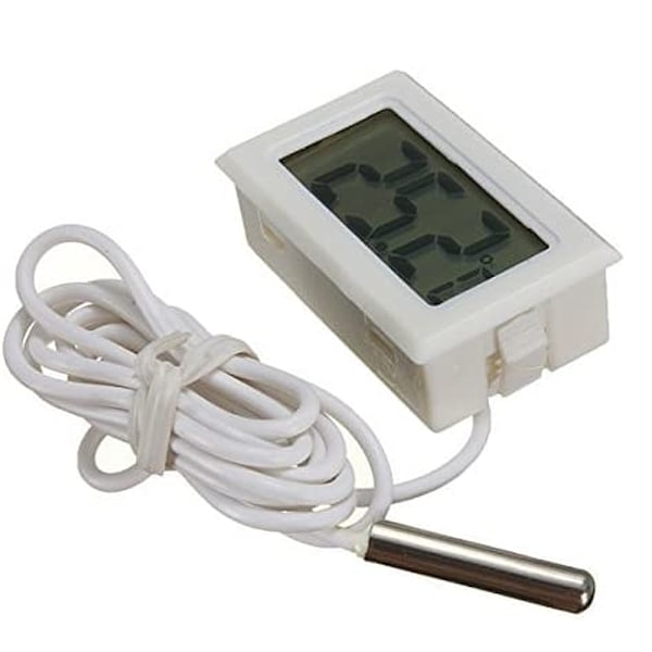 Digital LCD-termometer Temperaturmonitor med extern sond för kylskåp frys frys akvarium - Vit