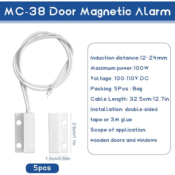 Dørvinduesensorer, ABS Dørvindue Kontaktsensor, Magnetisk Kontakt Hjemmesikkerhed Alarmsystem, Dørvindue Kontakt Magnetisk Kontakt Alarm (27×14×8