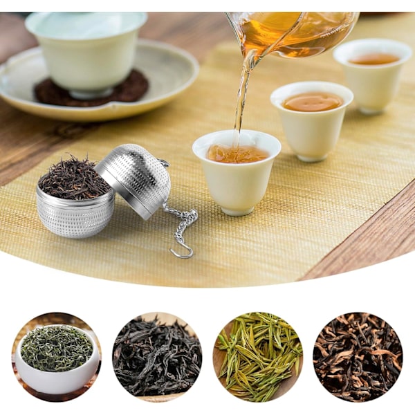 2 STK. Te-kugle, Te-infuser, Te-filter i rustfrit stål til te, Te-si-kugle i mesh, til te, krydderier og smagsstoffer