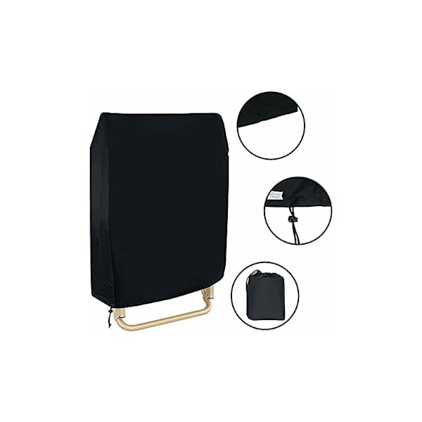 Skyddande överdrag för fällbar solstol, dammtät trädgårdssolstolsskydd, vattentät, anti-UV, Oxford trädgårdsavslappningsöverdrag för relaxfåtölj, B82×H93cm (svart)