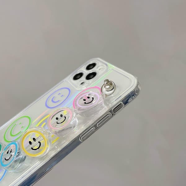 Söt tecknad smiley transparent telefonfodral kompatibel med iPhone