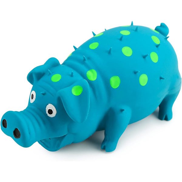 Squeaky Pig Dog Toys, Blå Latex Grunting Pig Dog Toy Angst Relief for Dog Puppy Chew Toys,Dog Squeeze Toy