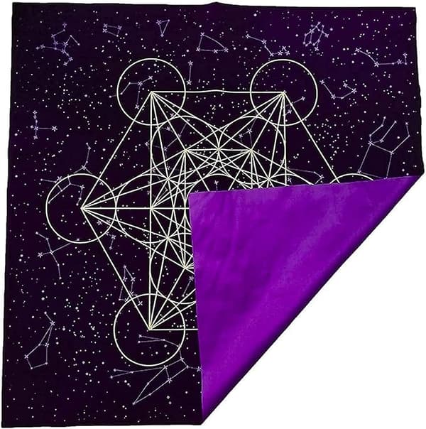 Trykt Lilla Fløjl Tarot Dug - Hellig Geometri - til Ta