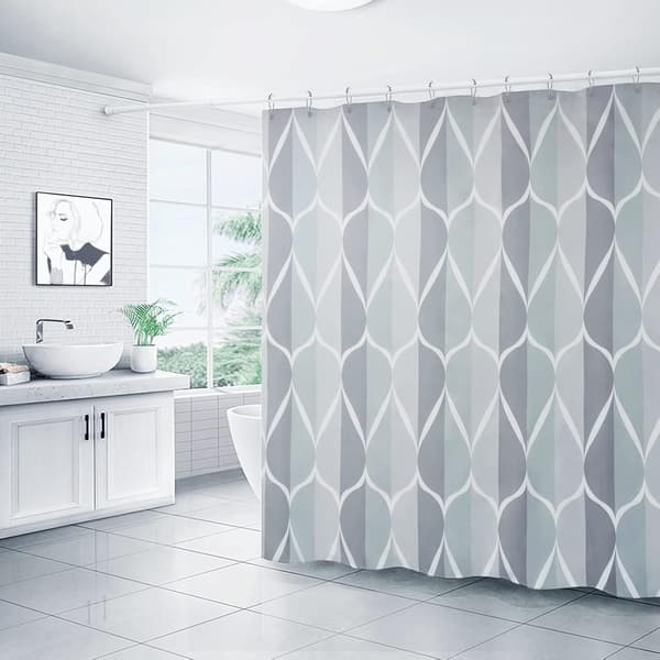 Grå Dusjforheng i Stoff, Vanntett Design og Polyester, Rask
