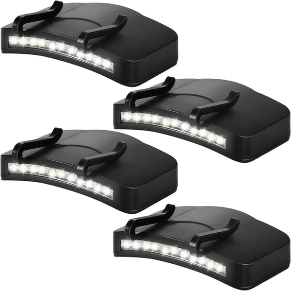 4 stk. Hat Clip Light 11 LED roterbar klips hodelykter Cap Light