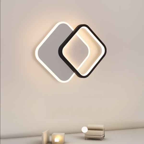 29W Indendørs Væglampe, Moderne Design Væglampe, 3 Farvetemperaturer RA≥85 Design Væglampe, Sort Hvid Væglampe til Soveværelse Stue Trappe Gang