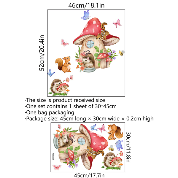 Kreative dyr sopp sommerfugler vegg klistremerke flyttbar vegg