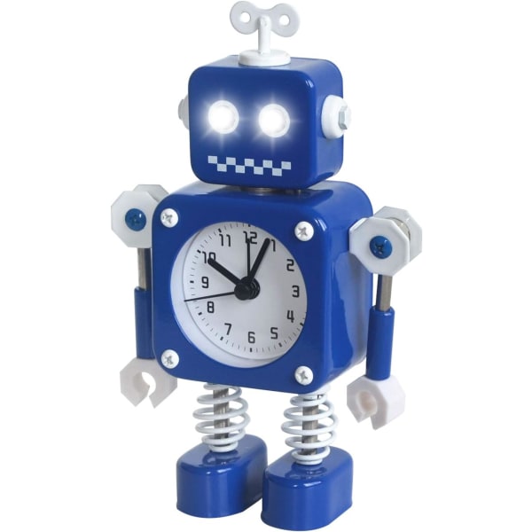 Robot Väckarklocka Utan Tickande Ljud (Blå)