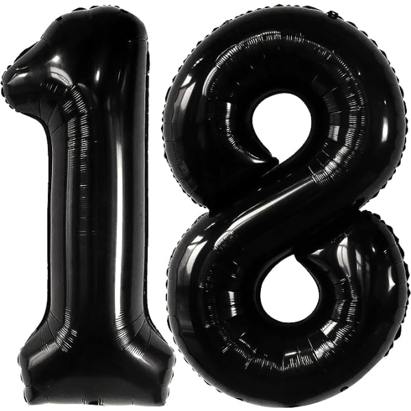 Musta numero 18 ilmapallofolio - 40 tuumaa | Black 18 Birthday Balloo