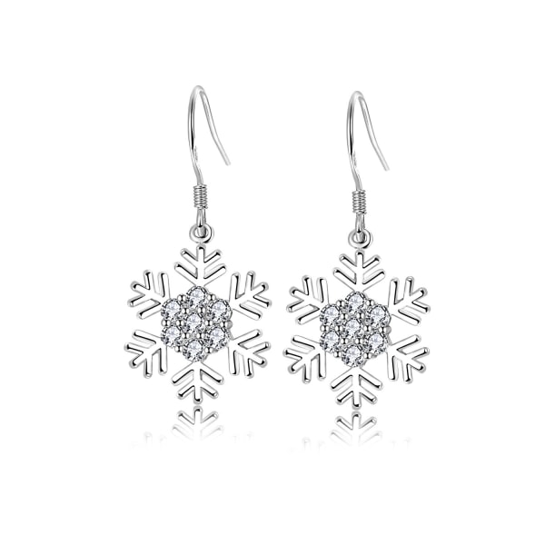 1 par Christmas Snowflake øredobber for kvinne Crystal Winter Party Flower Sno