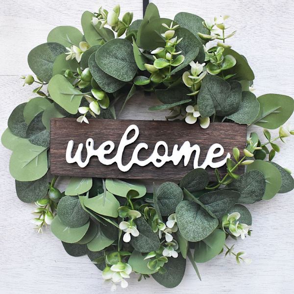Kunstig Eucalyptus Krans Blade Vinstok Falsk Silkeplanter Eucalyp